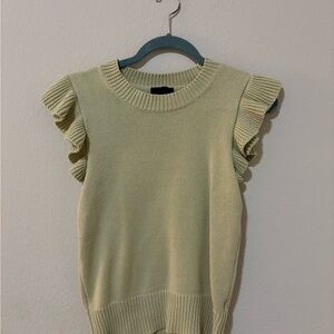 Lumiere Ruffle Sleeve Knit Top in Soft Green